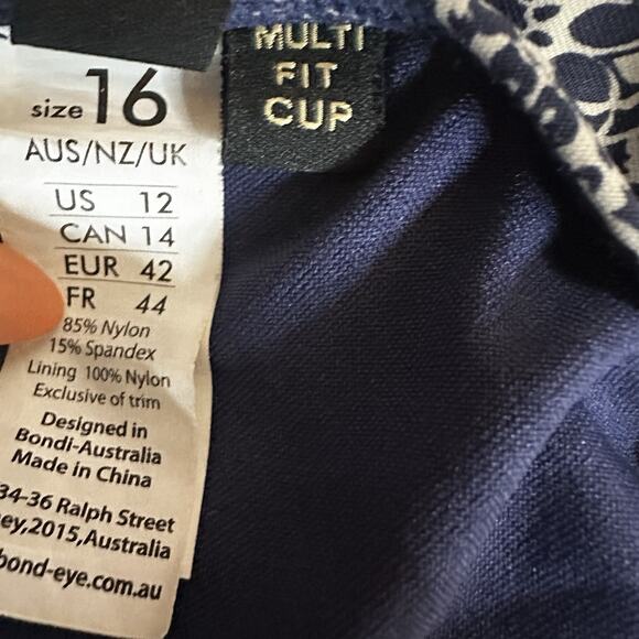 Bond-eye swimwear One Piece Swimsuit Size 12 Boho Floral Blue Gold Multi-Cup - Picture 7 of 10